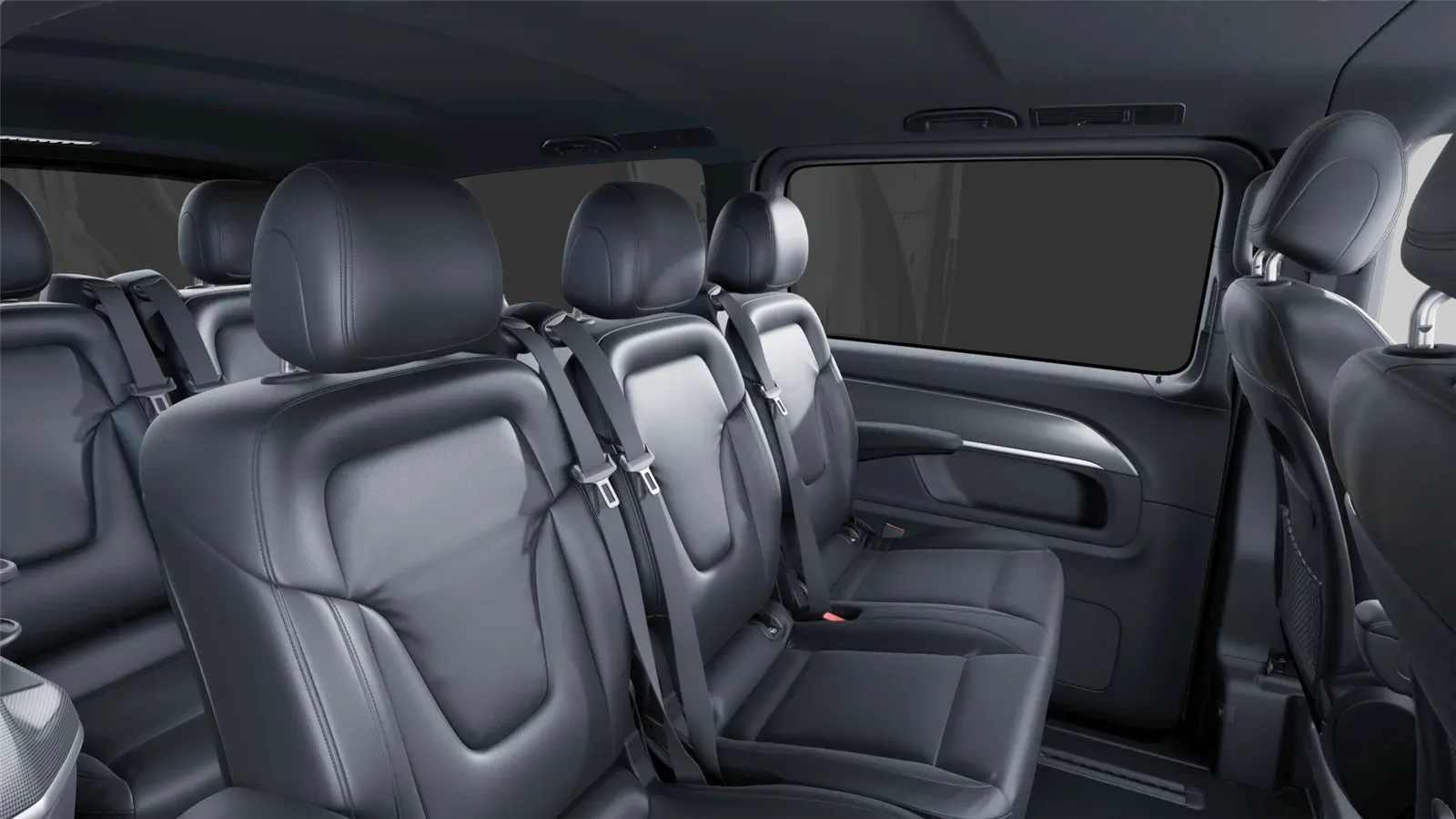 Interior of the Mercedes van used for the long drive to Mont-Saint-Michel